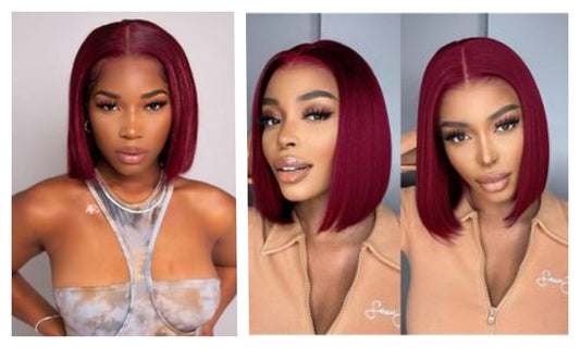 KERWEI HAIR-Burgundy bob lace wig human hair