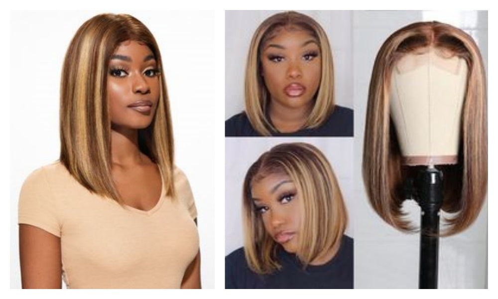 KERWEI HAIR-Blunt Cut Bob Wig Human Hair Lace Front Bob Wigs